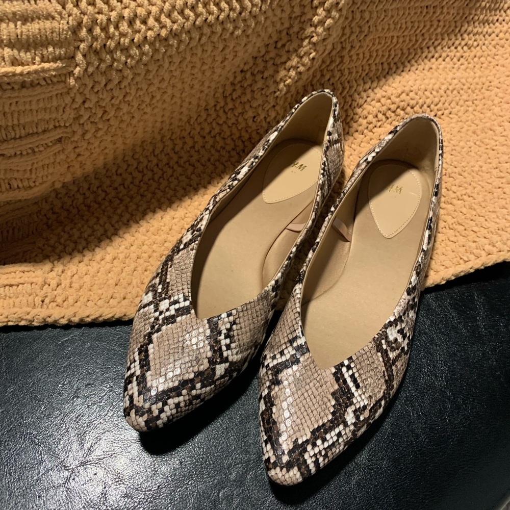 COPY - Women’s 9.5 H&M snake print pointed toe flats